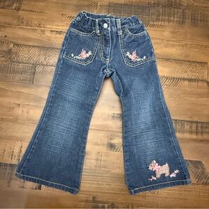 Gymboree Girl Detective Scottie Dog Flare Denim Jeans Size 3 Girls EUC